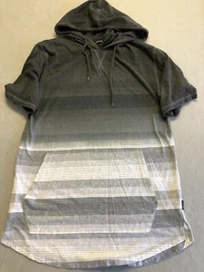 Ocean Current Shirt Men's Extra Large Hooded Gray Fade Stripe Casual Tee - Picture 1 of 4