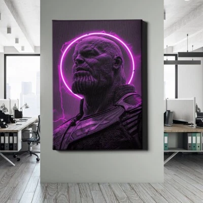 ✅WANDBILD LEINWAND,  ACRYLGLAS THANOS MARVEL NEON LUXUS BILD WANDDEKO PREMIUM - Bild 1 von 4