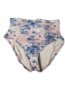 Parte inferior de bikini ADORE ME para mujer rosa con multicolor floral cintura alta forrada talla 0X - Imagen 1 de 10