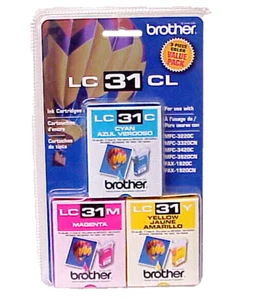 NEW BROTHER LC 31 CL INK CARTRIDGES IN PACKAGE CYAN YELLOW MAGENTA 3 PC. PACK - Picture 1 of 4