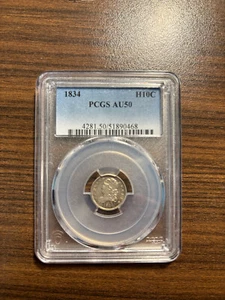 1834-P Capped Bust Half Dime H10C PCGS AU 50 ALMOST UNCIRCULATED 50 - Picture 1 of 4