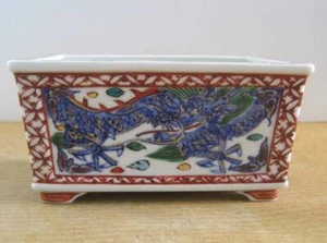 Japanese bonsai pot SOMETSUKE GOSAI-E RYU Dragon Small W12.3cm HEIAN-KOSO - Picture 1 of 8