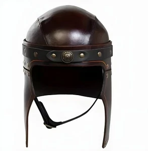 Handcrafted Medieval Leather Round Helmet – Authentic LARP, Renaissance, Cosplay - Picture 1 of 3