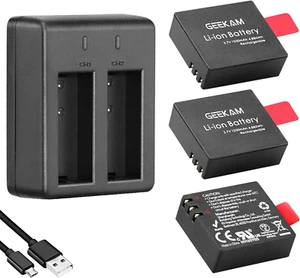 Batería recargable de 1350 mAh (paquete de 3) con cargador USB doble para cámara - Imagen 1 de 12