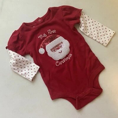 Traje corporal Koala Kids My First Christmas rojo lentejuelas de Papá Noel talla 12 m Foto 1 de 4