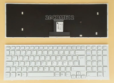 New For SONY VAIO VPCEB VPC EB Keyboard French Clavier with Frame White - Image 1 of 2