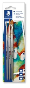 Staedtler 3pc Brush Set incl Round #2, Round #8, Flat #8/Artist/Acrylic/Gouache - Picture 1 of 1
