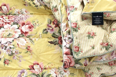 Vintage Ralph Lauren SOPHIE BROOKE Cabbage Rose Yellow Floral Twin Comforter - Image 1 of 4