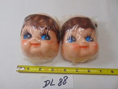 Juego de 2 Cara Muñeca Bebé Vintage NOS 4" Alto Goma Lote Grandes Ojos Azules Foto 1 de 4