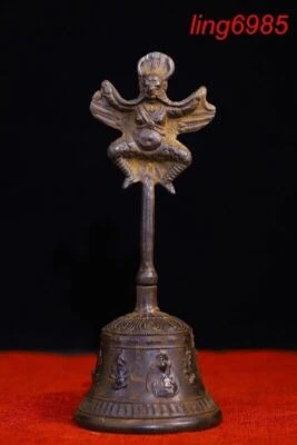 antigo relógio tibetano bronze águia Redpoll rei pássaro Garuda Buda sino chung sinos - Imagem 1 de 4