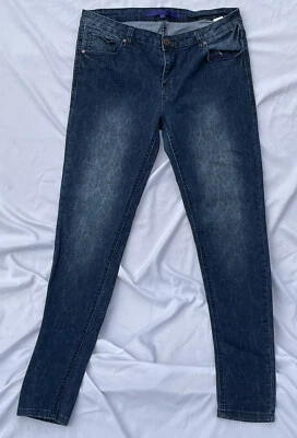 Pantalones de mezclilla ajustados con tinta de zafiro para mujer estampado victoriano mezcla de algodón talla 11 Foto 1 de 4