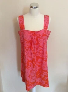 RED HERRING ORANGE & PINK PRINT COTTON SLEEVELESS TUNIC TOP SIZE 16 - Picture 1 of 2