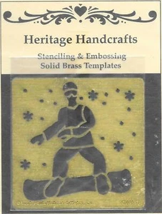 HERITAGE HANDCRAFTS Solid Brass Stencil Templates Log Roller Snow Boarder - Picture 1 of 1