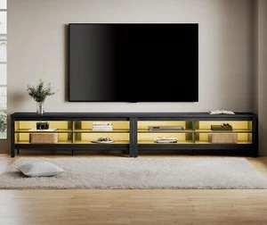 Soporte de TV LED para TV de 100 pulgadas, Centro de Entretenimiento Negro para Consola de TV con Almacenamiento - Imagen 1 de 33