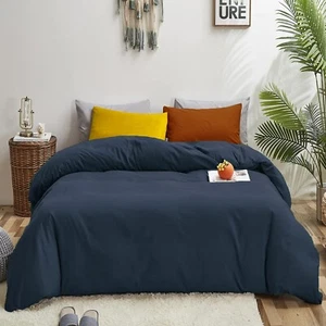 Luxlovery Navy Blue Comforter Set King Dark Blue Bedding Comforter Set Cotton... - Picture 1 of 7