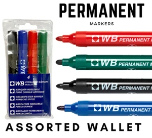 4 x Permanent Marker Pens BULLET Tip Premium Large Marker Pens Assorted Pack - Picture 1 of 3