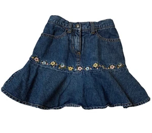 Gymboree Equestrian Club Girls Flower Embroidered Denim Skort Size 5 - Picture 1 of 10