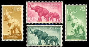 EBS Spanish Guinea 1957 - Stamp Day - Elephants - Edifil 369-372 - MNH** - Picture 1 of 5