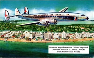 Nueva postal de Eastern Airlines con motor turbo compuesto Super-C Constellation Miami - Imagen 1 de 1