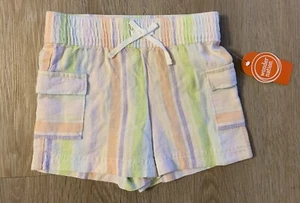 (NWT Wonder Nation Girl’s Size 4/5 Pastel Striped Linen Blend Casual Shorts - Picture 1 of 7
