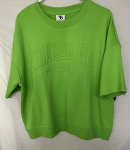 Bella Dona Women’s Embossed Crew Shortsleeve Sweatshirt Neon Green Size 3XL NWT - Picture 1 of 12
