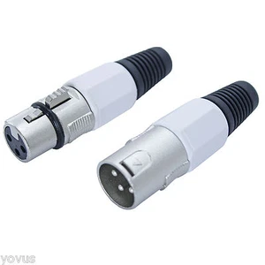 WHITE 3pin XLR MALE and FEMALE mic cable microphone plug audio cords connectors - Picture 1 of 1