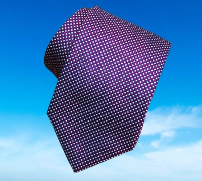 Corbata de cuello de seda geométrica hecha a mano con micro lunares blanco azul marino BRIONI $490 Foto 1 de 4