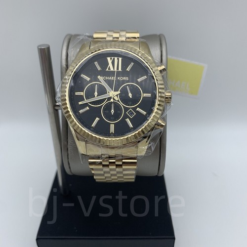 Orologio Uomo Michael Kors MK8286 Lexington Quadrante Nero Acciaio Inox Tono Oro
