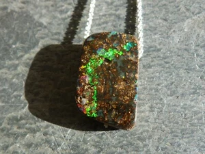 Collier, pendentif, argent, avec une grande opale boulder d’Australie - Imagen 1 de 18