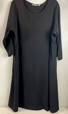 Vestido túnica Susan Graver para mujer talla 2X negro cambio midi con bolsillos Foto 1 de 4