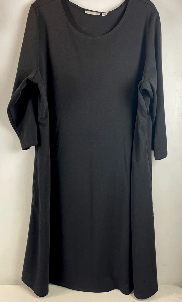 Vestido túnica Susan Graver para mujer talla 2X negro cambio midi con bolsillos Foto 1 de 4