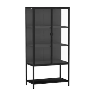 Stacked Tempered Glass Display Cabinet 4Tier Clear Showcase Bookcase Steel Frame - Picture 1 of 12
