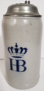 Vintage Stl Hof.Brauhaus Munchen 1 Liter Beer Tankard HB Zinn - Picture 1 of 20