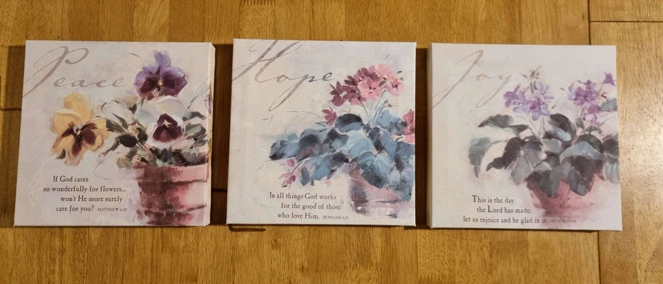 Serenity Prayer Sign, Peace Hope & Joy Wall Art Canvas Set of 3 - Image 1 of 1
