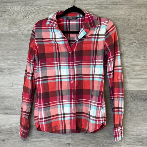 Camicia North Face con bottoni donna media rossa rosa blu a quadri manica lunga outdoor