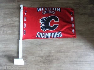 Calgary Flames NHL HOCKEY 2004 WC Champions Stanley Cup PLAYOFFS Car Flag - Bild 1 von 2