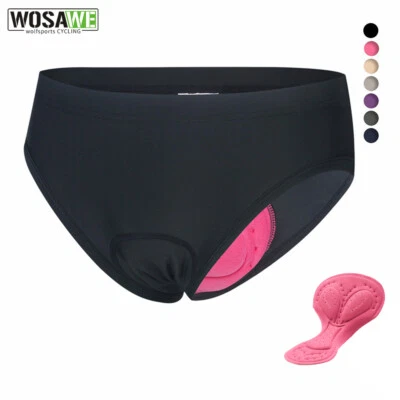 WOSAWE Womens Cycling Briefs 3D Gel Pad Underwear Riding Bike Shorts Underpants - Image 1 of 4