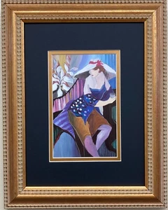 Patricia Govezensky "Woman in Blue" Custom Framed Post-Impressionism New Art - Picture 1 of 3