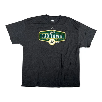 Vintage Oakland Athletics T-Shirt Y2K "Oaktown" Size 2XL Gray Majestic - Image 1 of 4