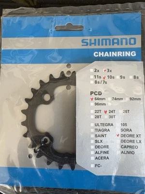Plato Shimano 10 velocidades 64 mm 24T Devore XT Foto 1 de 2
