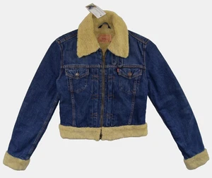 Damen 90er Vintage Levis 73696 Denim Sherpa Jacke Größe S Small 8-10 Mantel Fleece - Bild 1 von 20