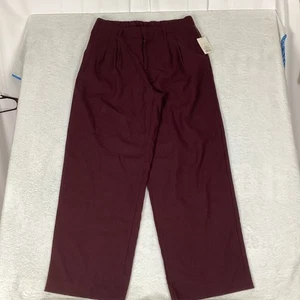 A New Day Women's High Rise Regular Fit Pleat-Front Lightweight Burgundy Size 12 - Picture 1 of 5