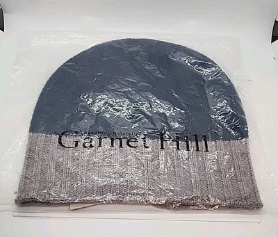 Nuevo gorro de cachemir tejido acanalado azul/gris granate Hill talla única Foto 1 de 4