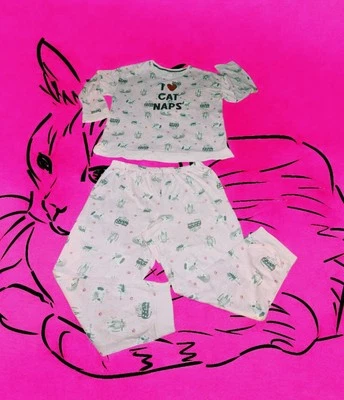 SECRET TREASURES I Love Cat Naps PAW PRINT Pink Pajama Lounge 2pc Set Women's XL - Image 1 of 4