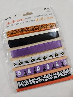 Single Face Satin Ribbon: Halloween 9mm Wide X 1m Long - Image 1 of 3