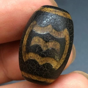 Tibetischer Buddhismus alter Achat DZi *卍&Fledermaus* Perlen Amulett Anhänger N7 - Bild 1 von 7