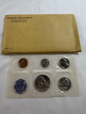 1957 Proof set Original Envelope 90% Silver US Mint (OGP) - 5 Coins - Image 1 of 3