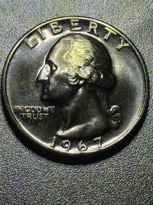 1967 SMS WASHINGTON QUARTER TYPE B REVERSE UNCIRCULATED WILL GRADE HIGH - Image 1 of 4