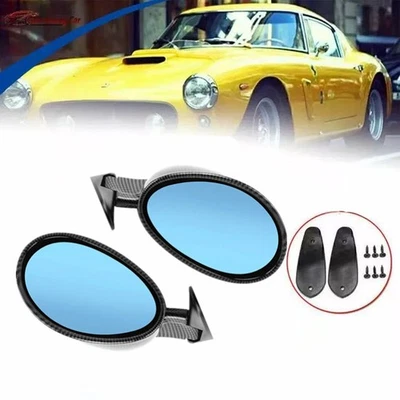 Kit de 2 espejos retrovisores laterales de puerta de coche clásico estilo retro de fibra de carbono para coche Foto 1 de 4