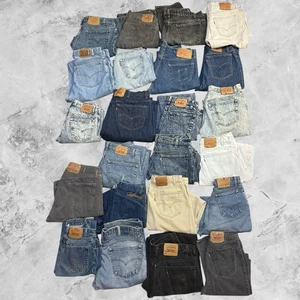 LOT OF 27 VINTAGE LEVIS DENIM JEANS 501 505 517 550 DISTRESSED VTG 80s 90s Y2K - Picture 1 of 8